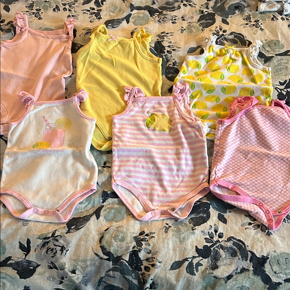 Hudson Baby Kids sleeveless Onsie 6pc Set - Sz 6-9